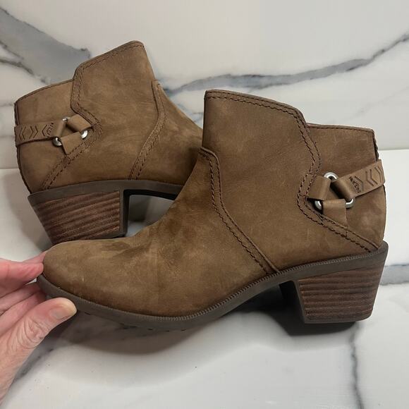 Teva Women's Brown Leather Foxy Ankle Boot Sz 7 Western Boho Festival Side Zip - Picture 6 of 6